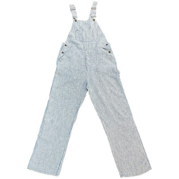 Women’s Faherty Coastal Linen Summer Railroad Striped Overalls Small - Picture 2 of 7